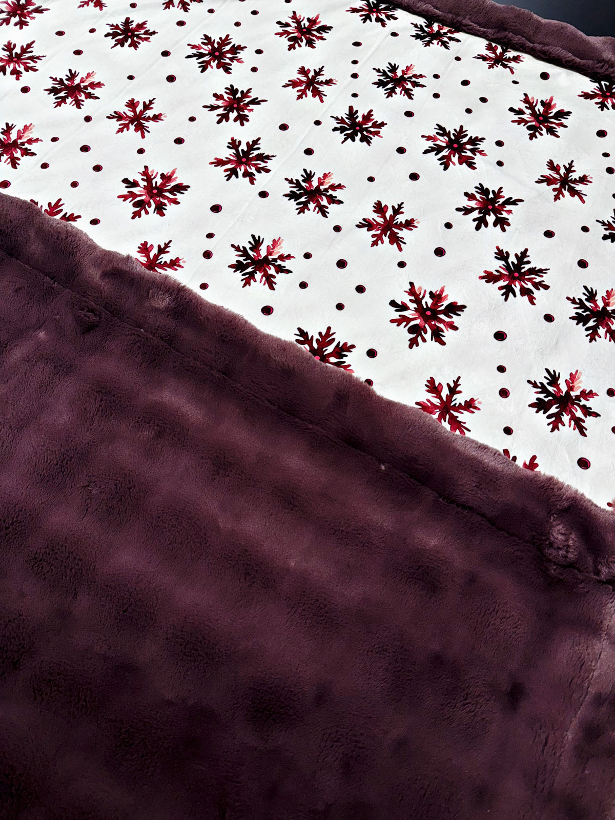 Merlot Snowflakes On Raisin Rum Powder Puff  XL Adult Size