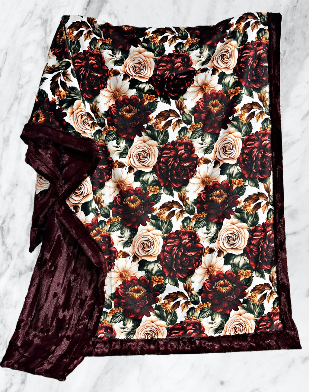 Burgundy + Crema Florals XL Adult Size