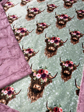Load image into Gallery viewer, Sage Highland Cows XL Crib Size