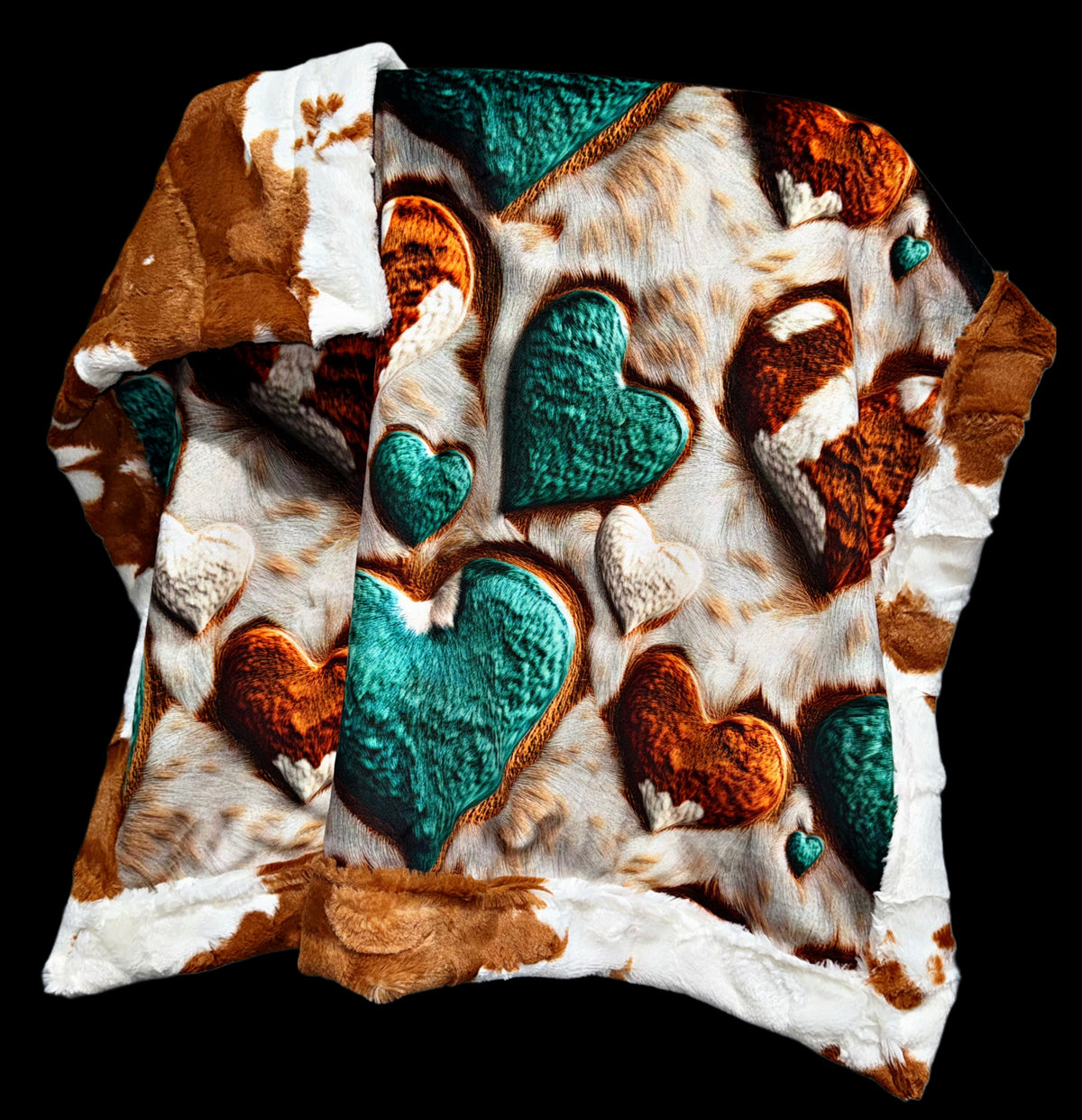 Cowhide Hearts Lovey Size
