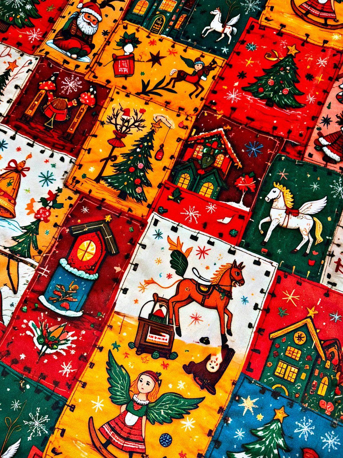 Old Timers Christmas Faux Quilt XL Adult Size