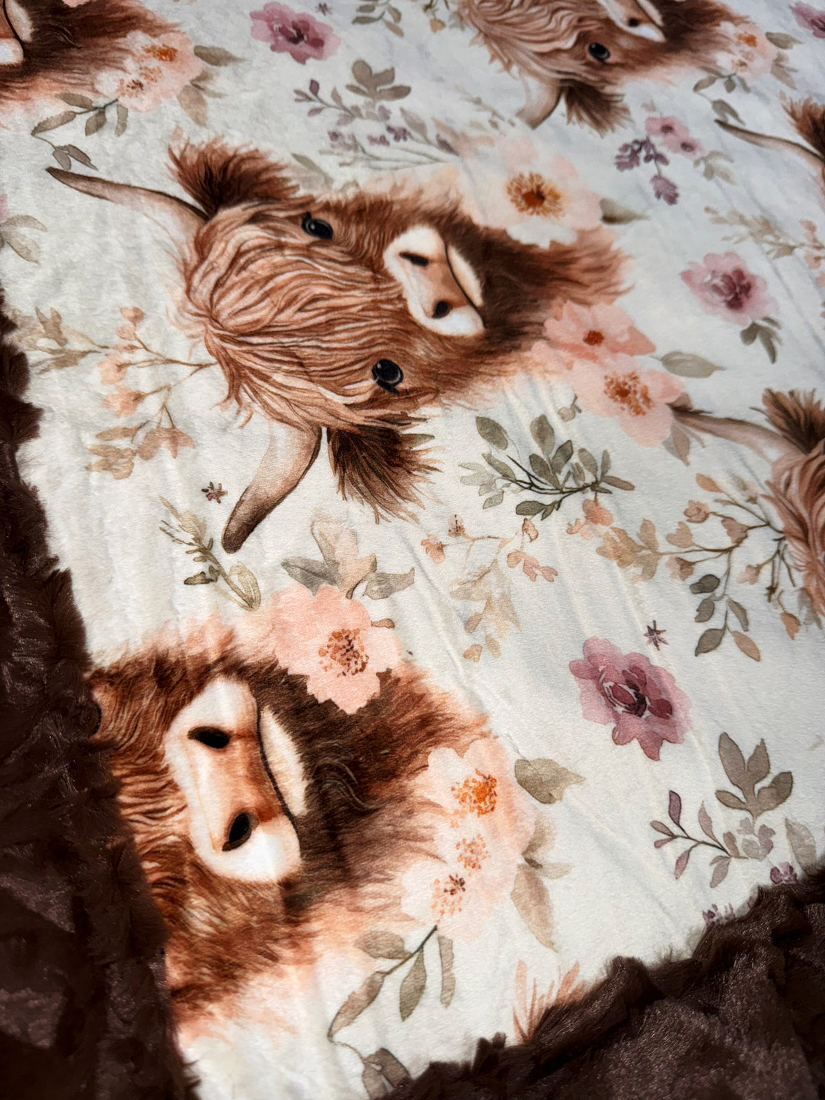 Floral Highland Cow + Coffee Poppy XL Adult Size