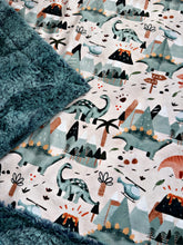 Load image into Gallery viewer, Blue Clay Dinos XL Crib Size