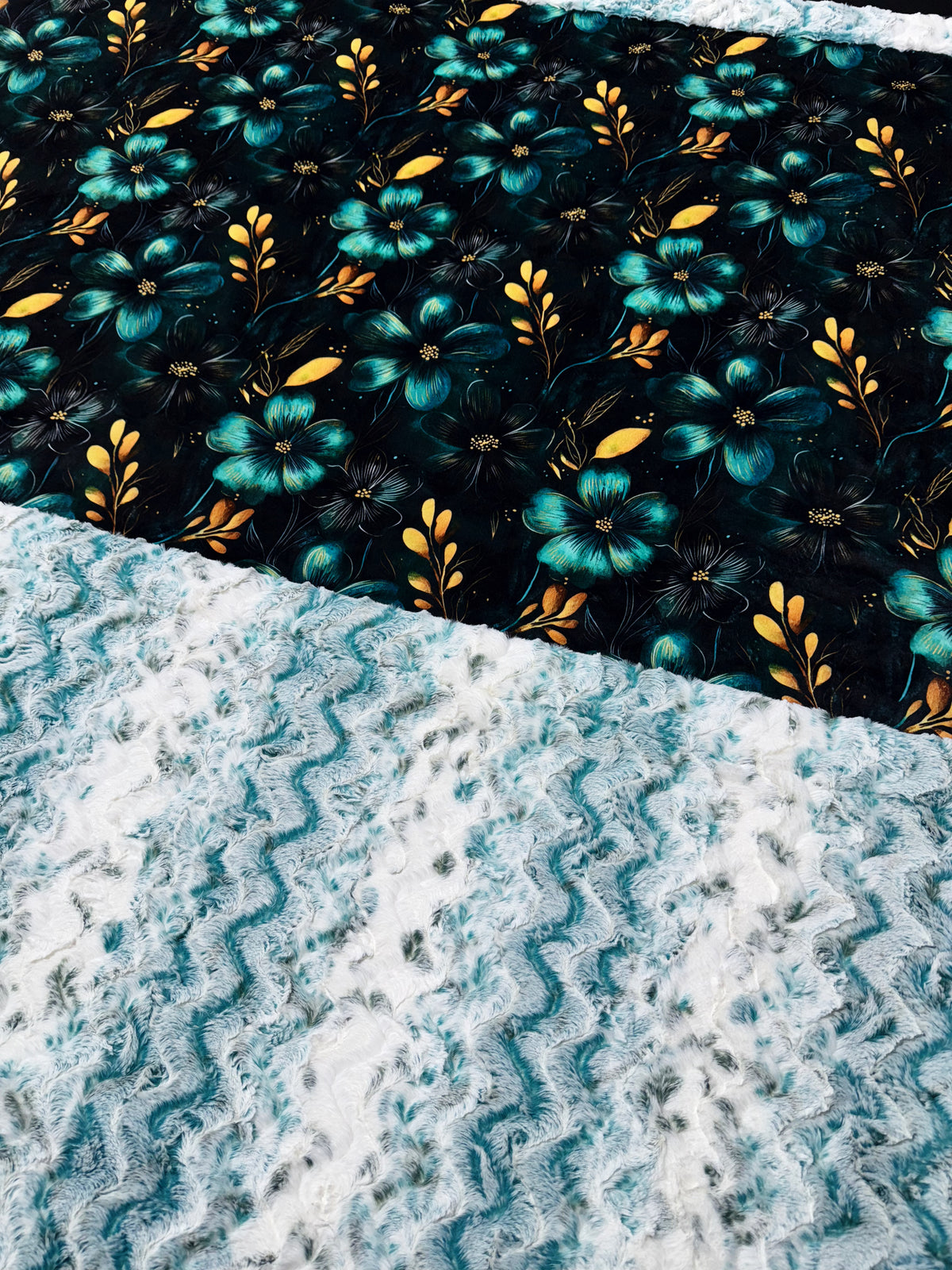 Teal + Black Florals - Mallard Snowy Owl XL Adult Size