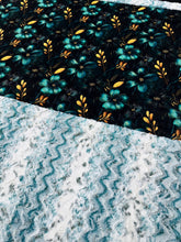 Load image into Gallery viewer, Teal + Black Florals - Mallard Snowy Owl XL Adult Size