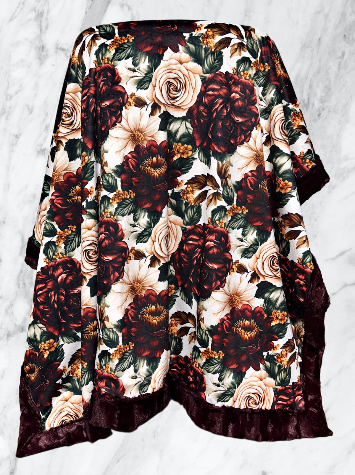 Burgundy + Crema Florals XL Adult Size