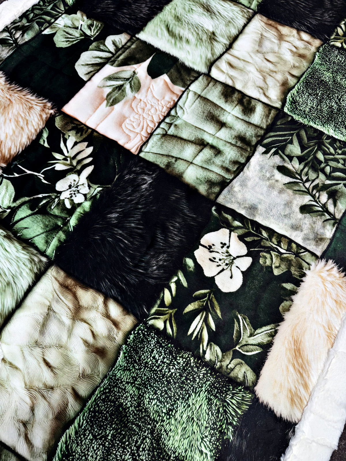 Sage + Ivory Faux Texture Quilt Crib Size