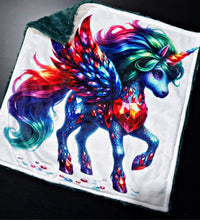 Load image into Gallery viewer, Teal Unicorn Lovey Size