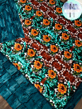 Load image into Gallery viewer, Turquoise Sunflowers on Mallard Fox XL Adult Size