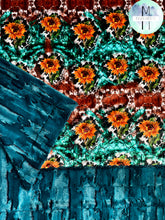 Load image into Gallery viewer, Turquoise Sunflowers on Mallard Fox XL Adult Size